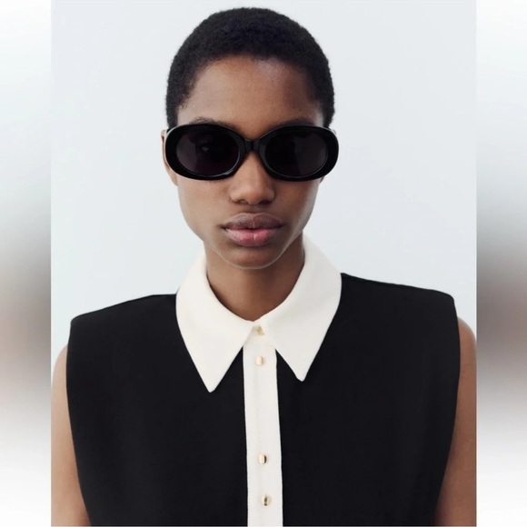 ZARA SHOULDER PAD BLACK MINI DRESS NWT - Picture 4 of 9